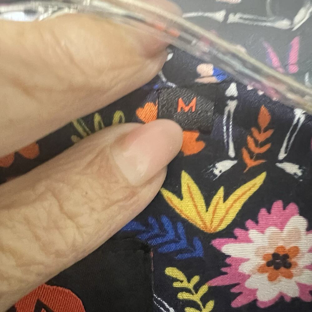 Simon Banks Multicolor Halloween Skeleton Floral Button Down Shirt Men's M - Picture 6 of 11